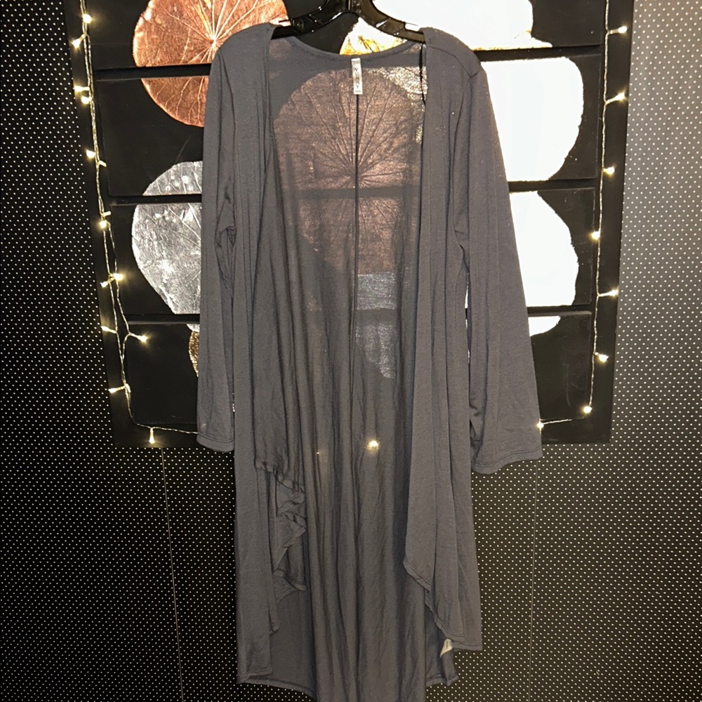 Long Gray Open Cardigan 3X